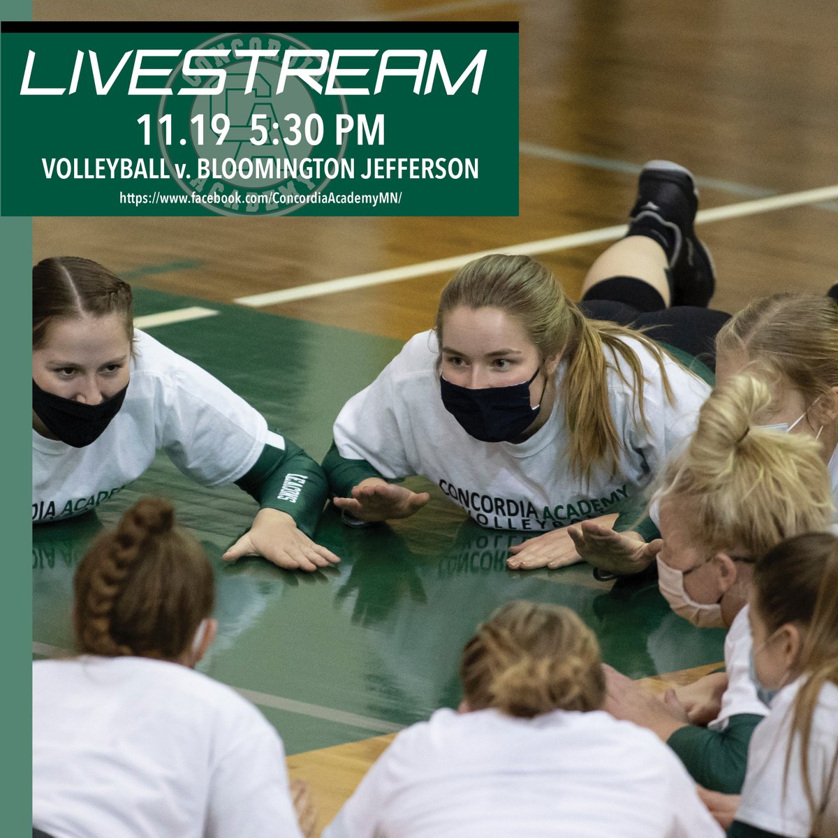 ConcordiaAcad's tweet photo. Our varsity volleyball squad takes on Bloomington Jefferson tonight at 5:30. Catch some great volleyball action on our livestream on Facebook! #beaconpride #twogamesleft https://t.co/2xgyRzHYdt