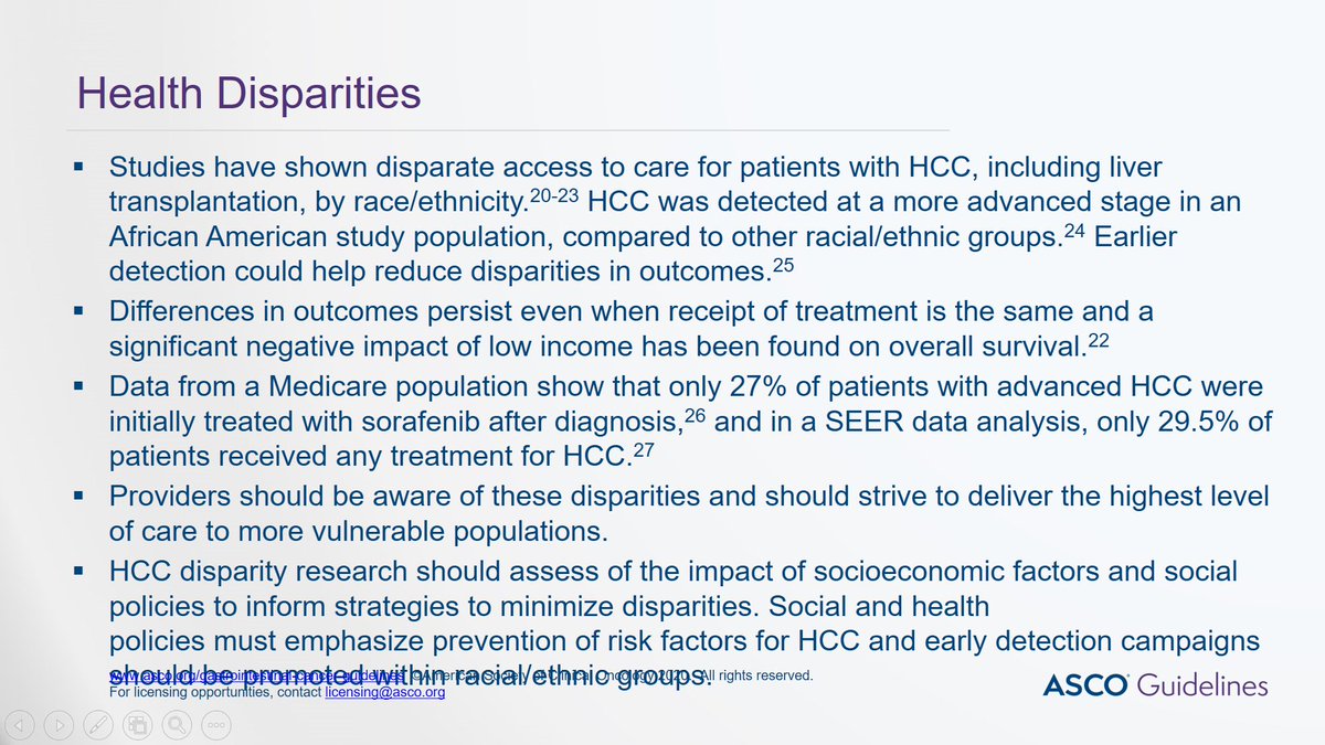 HCC systemic therapy has come a long way. Challenges:- Health disparities persist- Treatments can be toxic - Cost of care is OUTRAGEOUS - Trial participants don't reflect the 'typical' patient w HCC  #ascoguidelines #hbpsm
