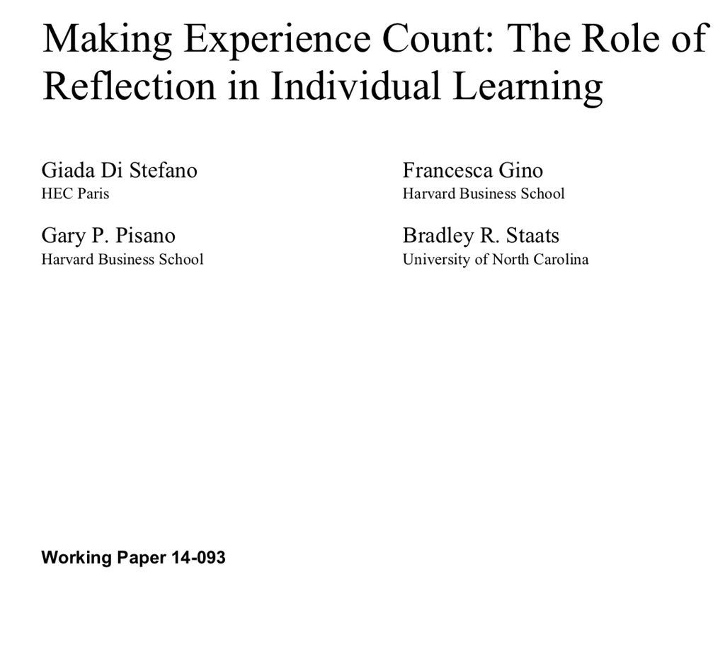 Taking time to reflect turns out to be a very good thing, even if we don’t like to do it. Multiple experiments have shown it is a key to learning. For example, reflection increases retention (by 22% compared to just reviewing what you learned!) & leads to higher grades in school.