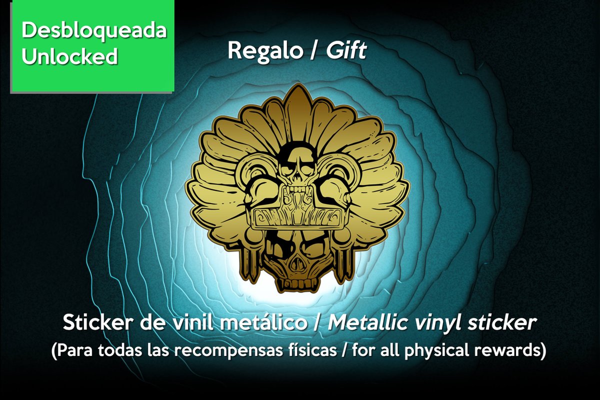 ¡Superamos la meta de los $100,000 MXN!
Con esto hemos desbloqueado una nueva version de la figura ¡la edición UV azul!
Para celebrarlo regalaremos un sticker de vinil metálico de 10 cm a todas las contribuciones que incluyen recompensas físicas. bit.ly/MictlanTKick
