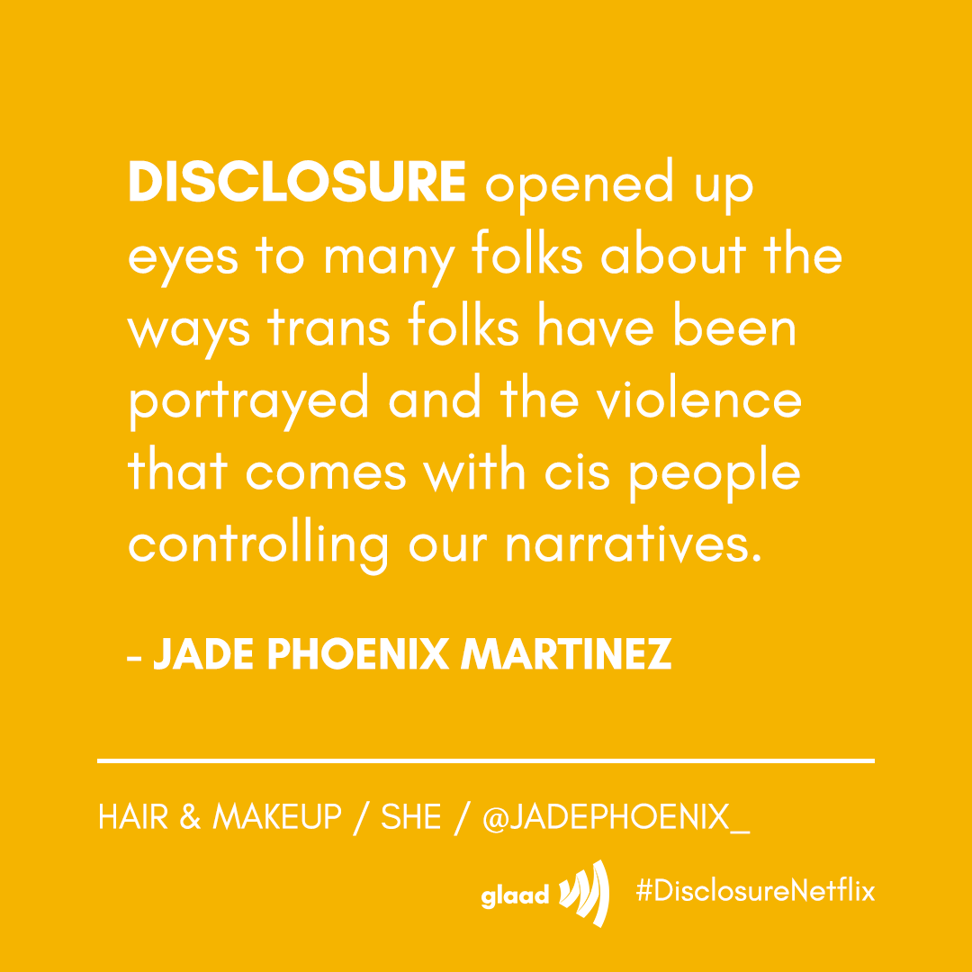 Disclosure_Doc's tweet photo. @glaad @Lavernecox @SamFederFilm @NetflixFilm @Most It’s essential that trans people tell their own stories. For #DisclosureNetflix Hair and Makeup Fellow Jade Phoenix Martinez (@_Jade_Phoenix_), this truth is an important part of our film’s impact.
#TransAwarenessWeek #DisclosureBTS w/ @glaad https://t.co/sukJ0HWyIZ