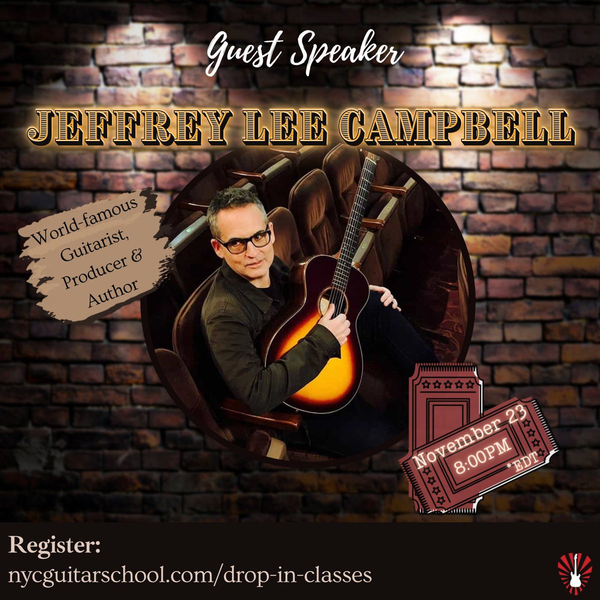 😱 GUYS! We are so excited to announce that Mr. Jeffrey Lee Campbell, Sting/Broadway guitarist,  will be our guest speaker on Monday!

Register for the event at nycguitarschool.com/drop-in-classes 🙂

Be sure to save your spot—spots are filling quickly!

#music #musicians #guitar #guitarist