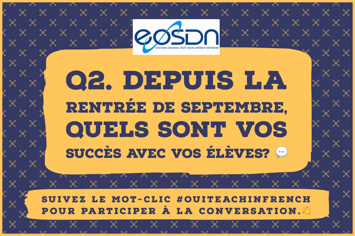 eostaffdevnet's tweet photo. Bienvenue dans la communauté Français à coeur – Centre d’excellence #OUITeachIn
French! Q2. Depuis la rentrée de septembre, quels sont vos succès avec vos élèves? 💬 Jasette du jeudi 🔽 https://t.co/VZQPxV7aHw