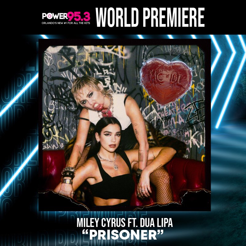 PowerORL's tweet photo. NEW MUSIC ALERT‼️
#MileyCyrus and #DuaLipa are teaming up on a new one called #Prisoner, and it drops TONIGHT at 7p!
Make sure you have the #Power953 app downloaded so you don’t miss it! #NewMusic https://t.co/MeqdZXhGYm
