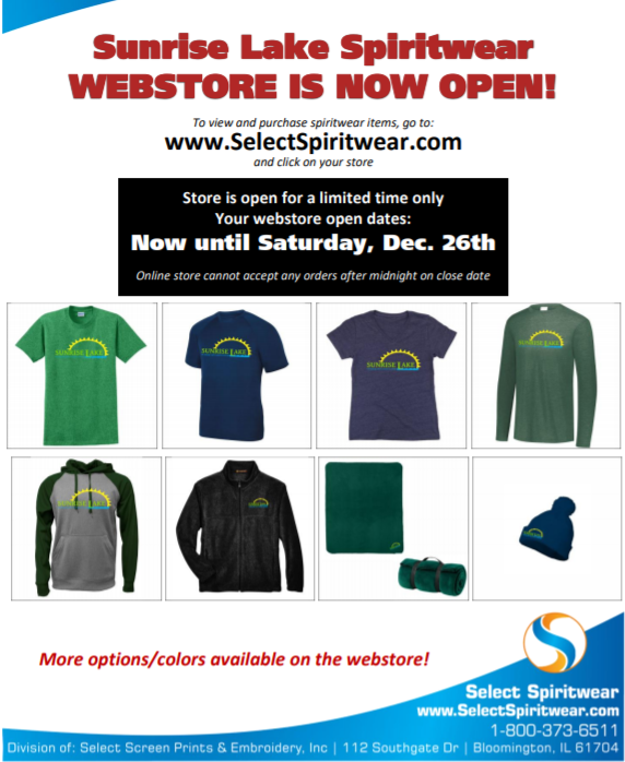 SunriseLakeOEC's tweet photo. Hello All! Sunrise is officially offering Spirit Wear for anyone interested in rocking SLOEC Gear! The store will be open until December 26th and items will be arriving mid to late January! Please see attached link: https://t.co/raqw1eZWOH https://t.co/XWrwmPRE5E