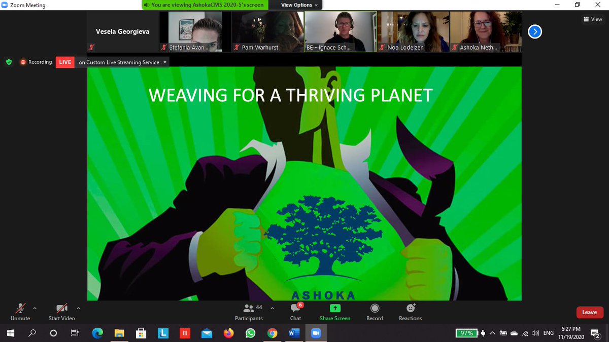 Thank you Geert Van Der Veer, Ignace Schops, Noa Lodeizen, Gladys Kalema-Zikusoka, Karin Müller for hosting the inspiring session 'Weaving for a Thriving Planet' at the Ashoka #ChangemakerSummit. You shared how you are co-creating a unique program to preserve biodiversity!