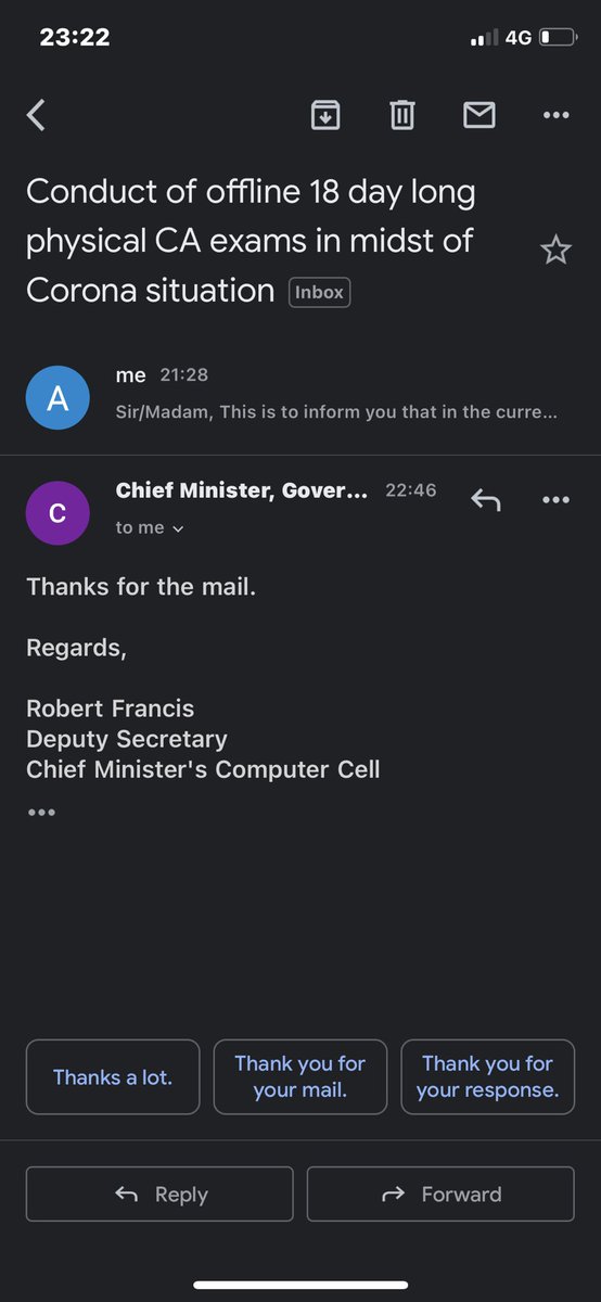 reddy_abhijith's tweet photo. Atleast government confirms the receipt of mail sent 🙏unlike 
@theicai which sends blank mails as reply🤷‍♂️. #icaiexam #ICAI_DENIES_SAFETY #ICAI_DENIES_JUSTICE https://t.co/YvFvqhDNPS
