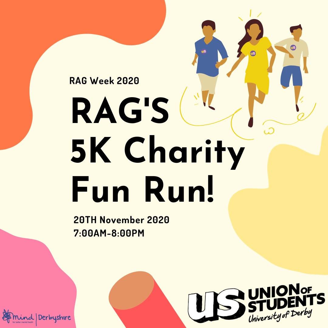 Next up we have our Fun Run on Friday! Get your trainers on and run for charity! Check the link below for more information on the fun, and on how you can donate to an amazing charity. 

#charity #run #rag #derbyuni #mind #raisingmoney

bit.ly/2IPb8A8