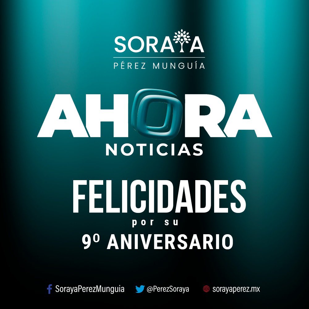 PerezSoraya's tweet photo. Mi reconocimiento y felicitación a todos mis amigos de @AhoraTabasco por su noveno aniversario. Gracias por siempre mantener a la vanguardia al auditorio tabasqueño 🙌🏻 ¡Enhorabuena! 🎉🎊 https://t.co/RqSEFfYapq
