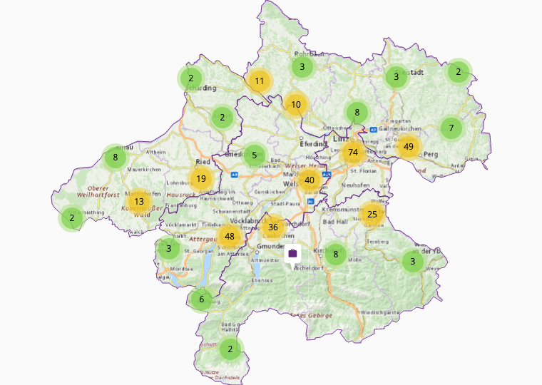 similio_eu's tweet photo. Fahrzeugbau in Oberösterreich
#Visualisierung #dataviz #maps #cluster 
https://t.co/Vr1r3Vm7Kl https://t.co/GXKBtCLnPM