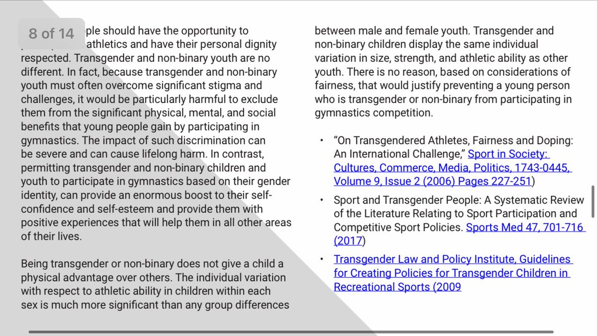 Prompted by the release of USA Gymnastics  @usagym trans policy. Specifically, the implication that performance differences between children of either sex and of any gender identity are negligible, therefore inclusion of transgirls with females is fair.