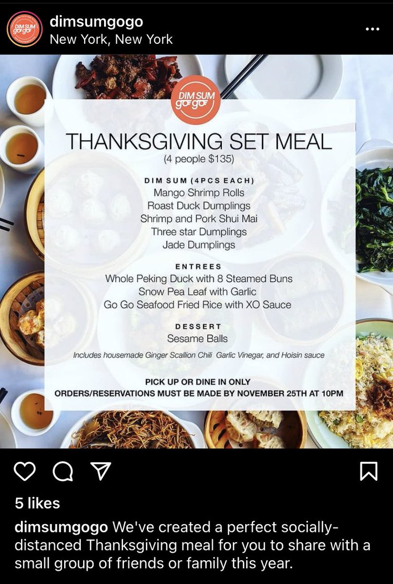 ChinatownNYC's tweet image. Dim Sum Go Go, 5 East Broadway, offering Thanksgiving meal set for 4 people. Order yours today! #gobblegobble #dimsum #dimsumgogo #chinatown #chinatownnyc #thanksgiving