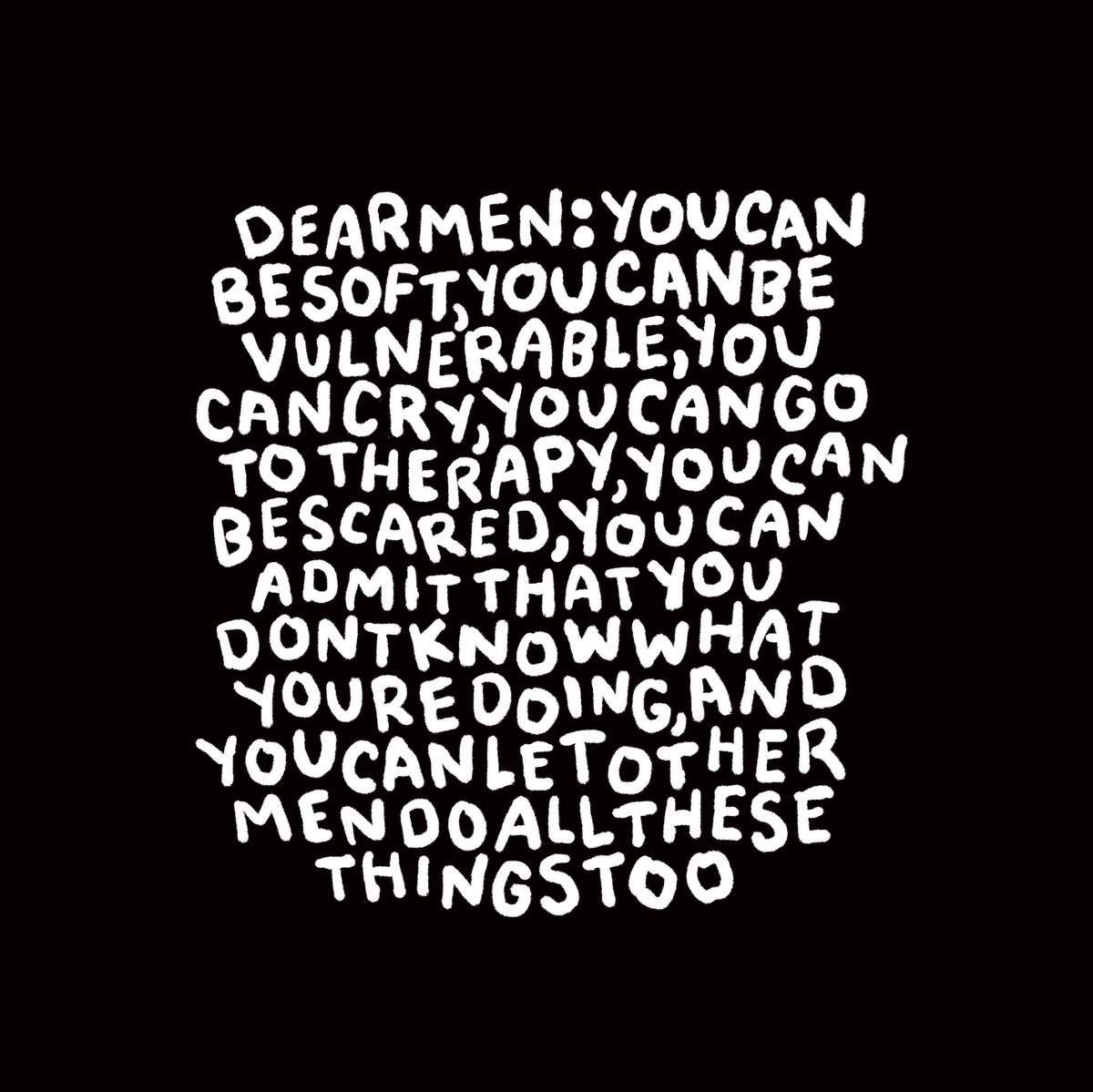 timothyogoodman's tweet photo. all men are “real men” including trans men, men who go to therapy, men who cry and men who wear dresses #InternationalMensDay https://t.co/Mw32XSFvdl