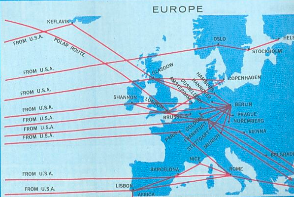 notice this Pan-Am 1956 map Europe inset