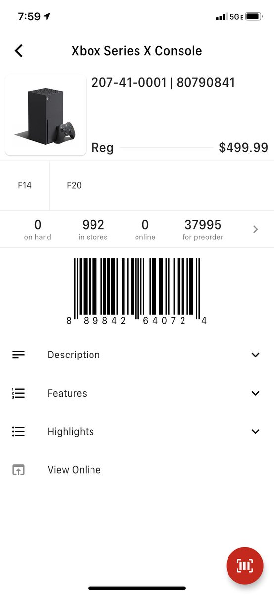 Farney23's tweet photo. @4era____ @Wario64 Anyone seeking a Xbox Series X. Download the my store app with the red magnifying glass. Target is showing consoles at stores in the app but showing sold out on the target website. I just went in and bought one at my local store in Missouri. They brought one out of the back https://t.co/9pAKTvbfU5
