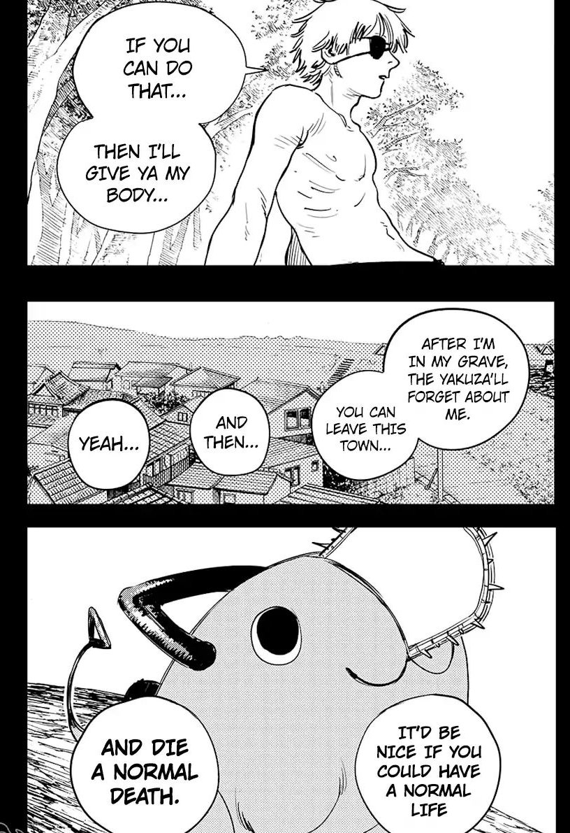 Denji might not well educated, he never went to school or having parents to guide him but despite all of that he is a kind hearted boy. The way he taking care of pochita who is a devil say it all and he even wants pochita to have normal life that he never have.