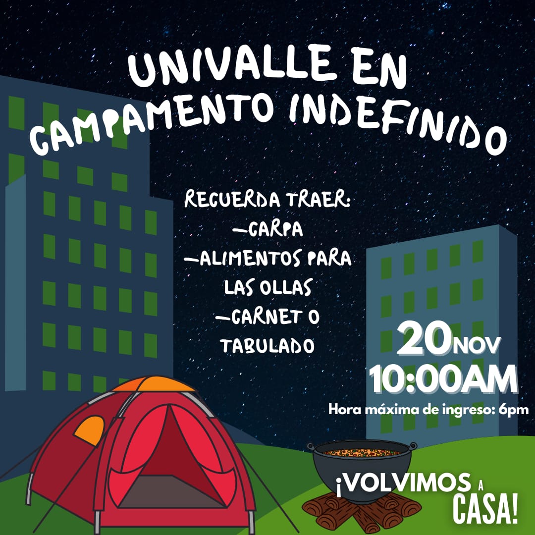 Después de la arremetida del #ESMAD, quienes estábamos protestando pacíficamente procedimos a resguardarnos la UniValle.

Llamamos a Derechos Humanos y a todos los sectores sociales, políticos y populares que están del lado del pueblo, a que nos acompañen y resistamos en unidad.