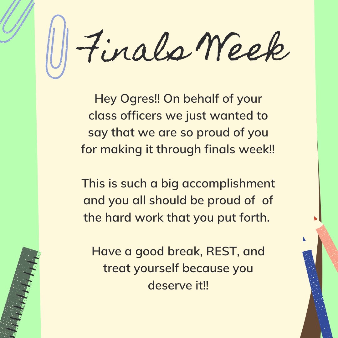 We made it through our first semester despite the circumstances!!!! 💚💚#ogresdoitbest