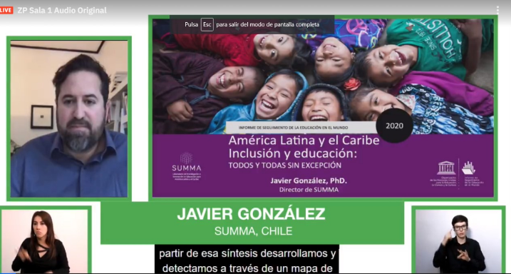ZeroProjectLat's tweet photo. #JavierGonzález, @summa_edu : “Promovemos políticas basadas en principios de inclusión, igualdad y equidad, fundada en evidencia”. Sala 1, Foro Data para una educación inclusiva. #ZeroCon20 https://t.co/RIPYE9zaLy