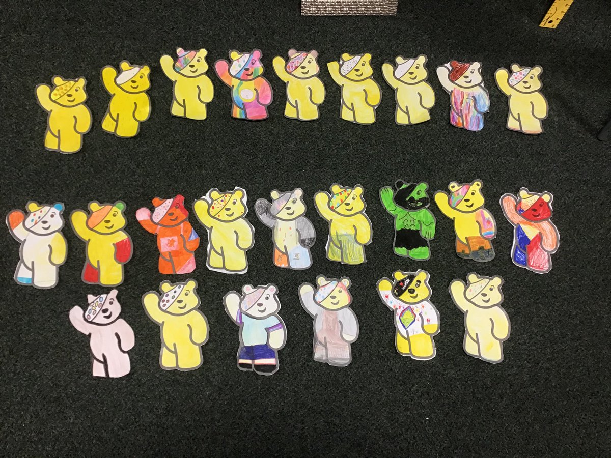 Last weeks #Pudsey colouring competition winners and the fabulous bunch of all the #Pudsey bears #ChildrenInNeed