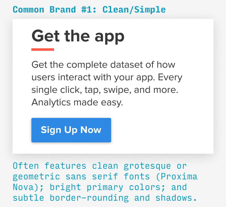  The 80/20 of branding is to know the 4 most common brand types. Compare the images to understand how they’re communicated with fonts, colors, copy, and more. (4/50)