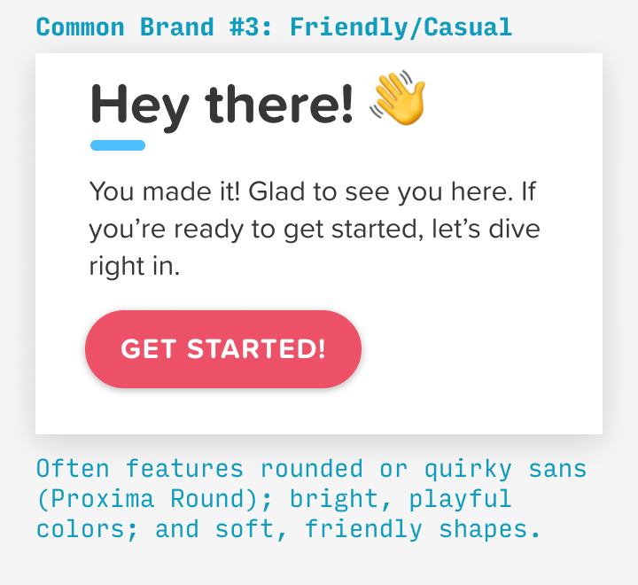  The 80/20 of branding is to know the 4 most common brand types. Compare the images to understand how they’re communicated with fonts, colors, copy, and more. (4/50)