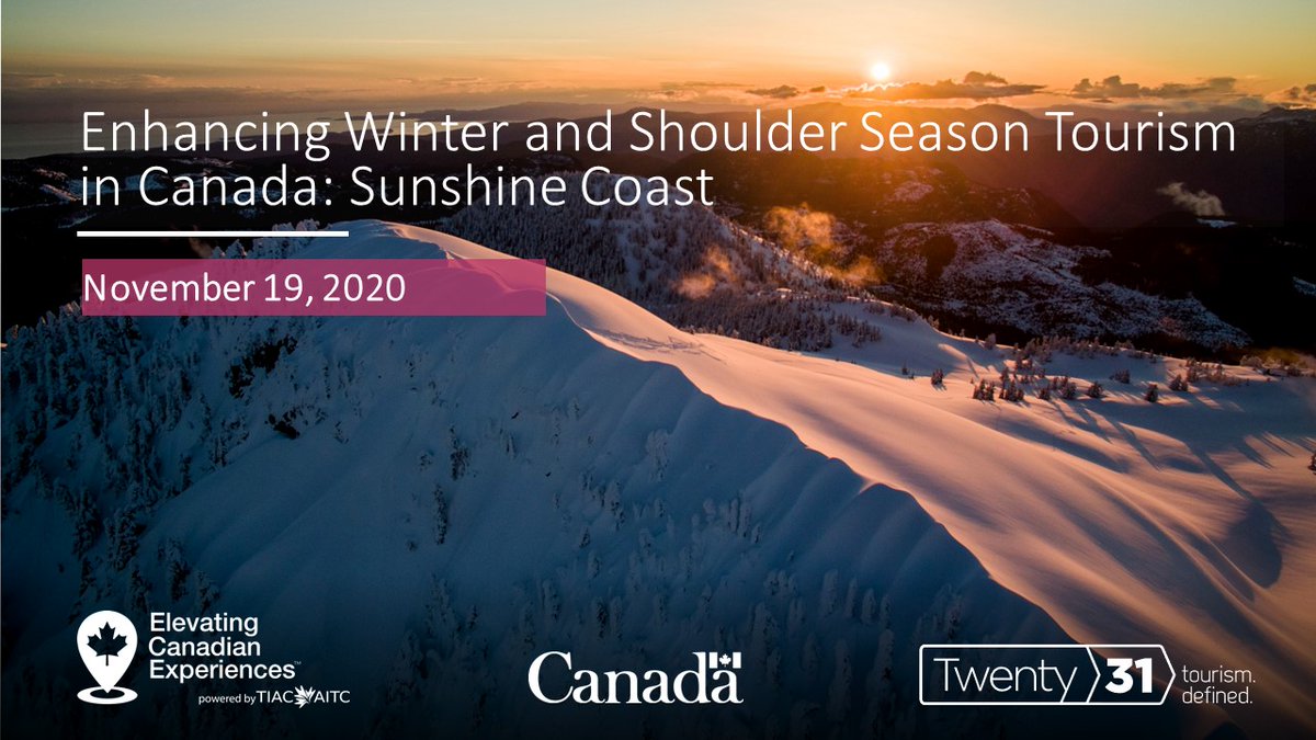 TIAC_AITC's tweet photo. Tourism industry stakeholders are learning about Winter and Shoulder Season Tourism Development delivered by our partners #Twenty31 in today’s online workshop in the Sunshine Coast, BC! 

Use #ElevatingCanada to share your best takeaways.

#TourismCounts https://t.co/X7DRlYaqE3