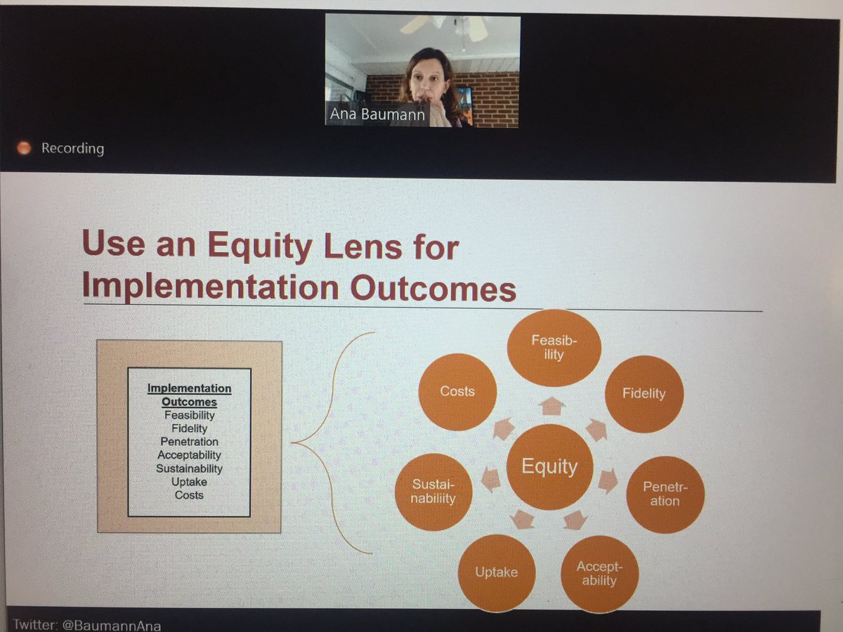 Build  #healthequity Lens in at the BEGINNING and at the center of Implementation design and  #adaptations  @BaumannAna