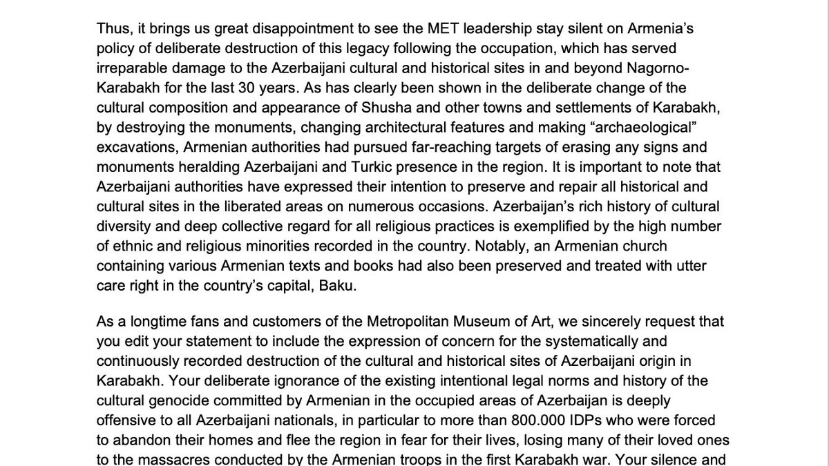 3/3 Lastly we hope you take responsibility for your statement and do more research, as well as strive to represent Azerbaijani art & culture at  @metmuseum