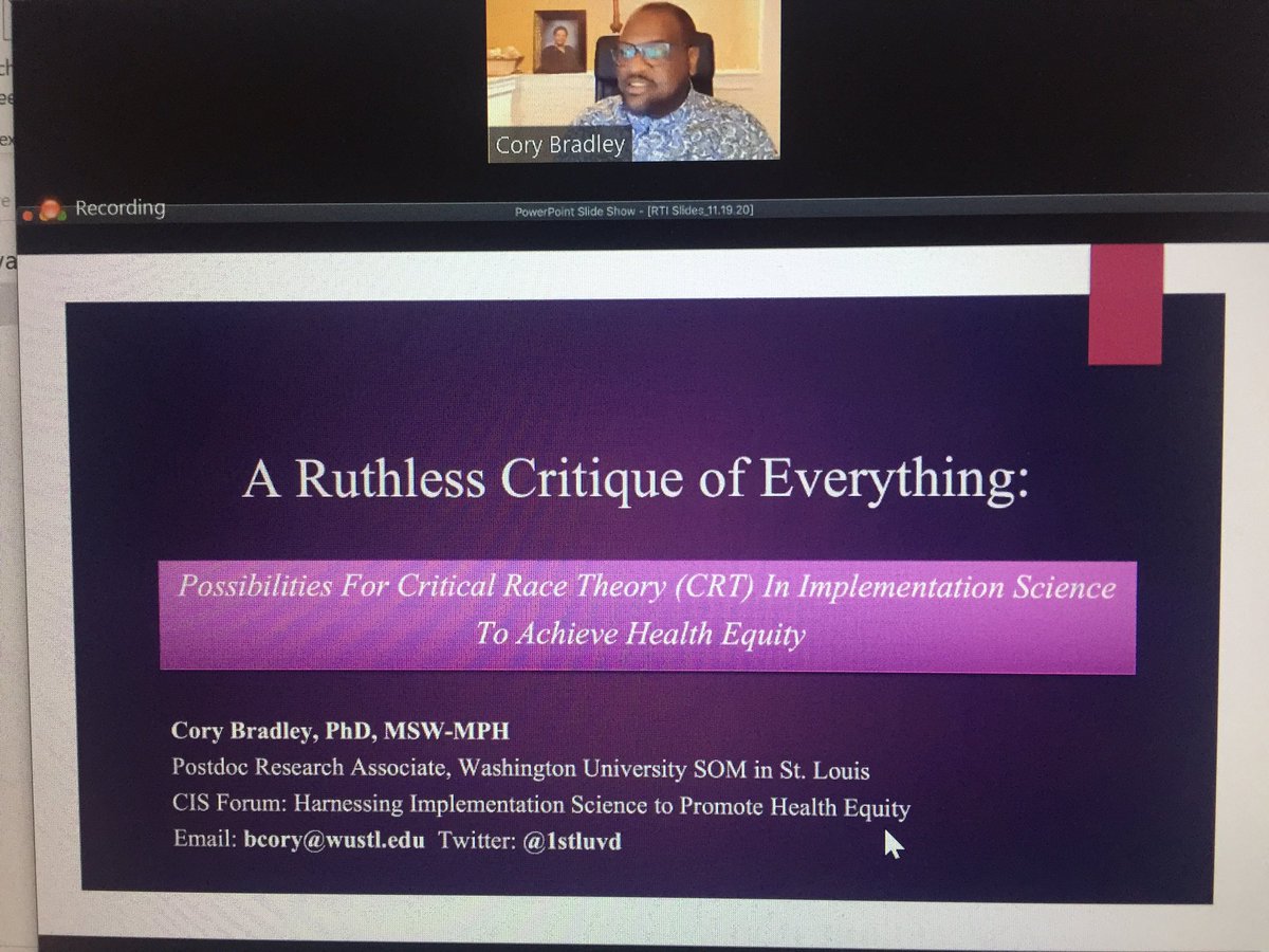 @1stluvd offers a Ruthless Critique and gives a compelling argument for integrating to “find the new [antiracist] world through criticism of the old” Suggests the power of  #CRT to dismantle racism in  #impsci & linked to solve  #rootcauses