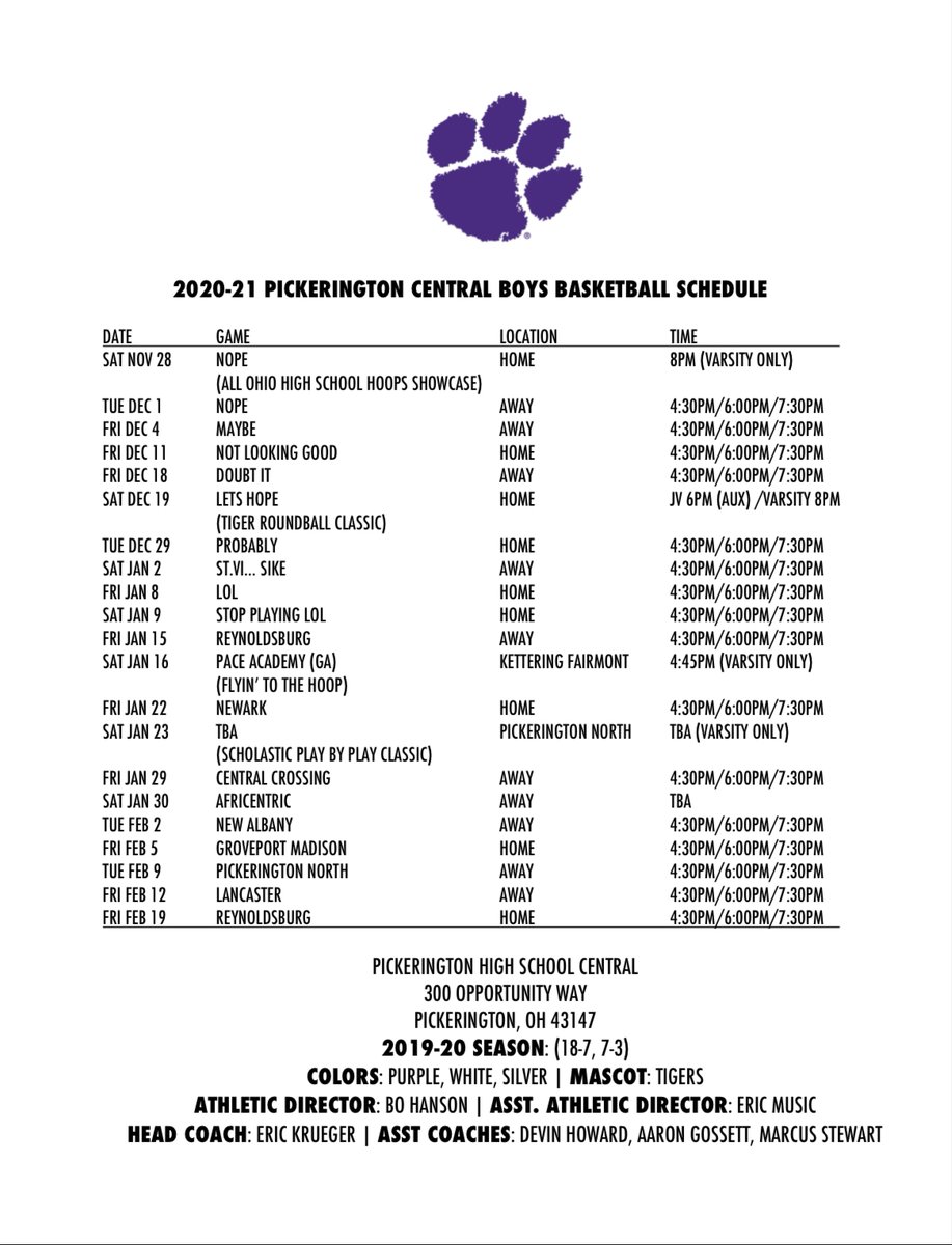 PCTigersHoops's tweet photo. Excited to finally release this years 20-21 schedule! 

#scheduleformarch 🐯🏀💪 https://t.co/wzytqpUQ83