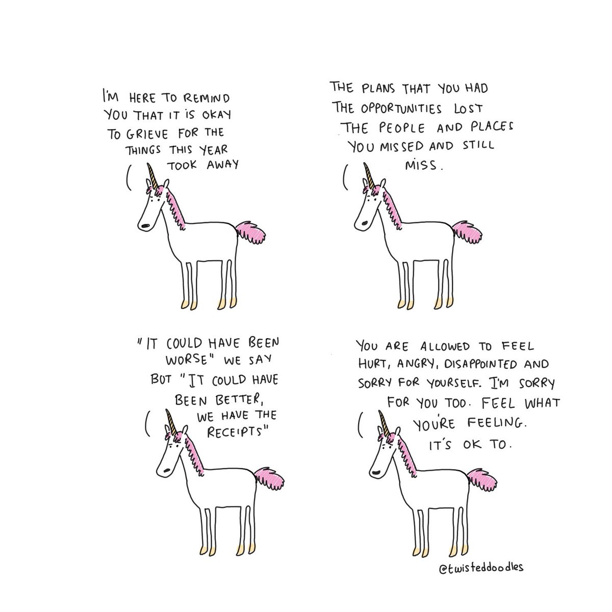 twisteddoodles's tweet photo. Unicorn says: feel what you’re feeling. https://t.co/nbuDoYElfH
