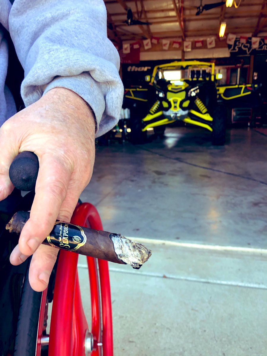 tashaalgrim's tweet photo. He likes to go fast but loves to go slow while enjoying @TheRealCoach_JB cigar!! https://t.co/kIQ7asamEP