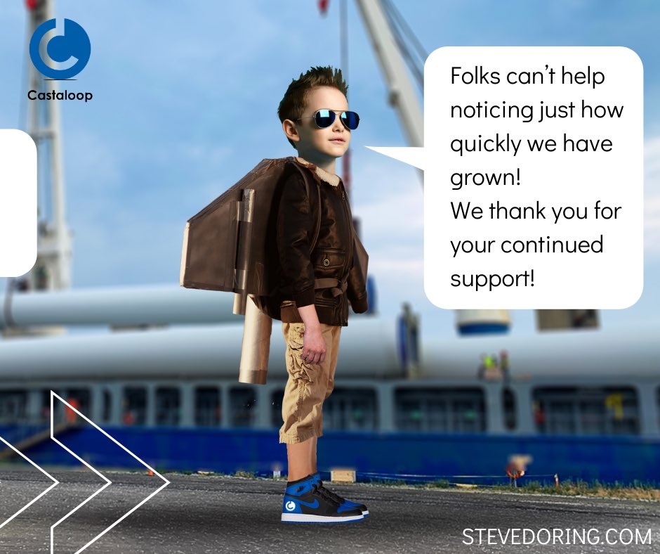 4 years today!🥳 Thank you for being part of our company's success over the years. 
_
4 ans aujourd’hui pour Castaloop!🥳
_
#castaloop #stevedoring #anniversary  #maritime #cargo #windenergy #terminalhandling #arrimage