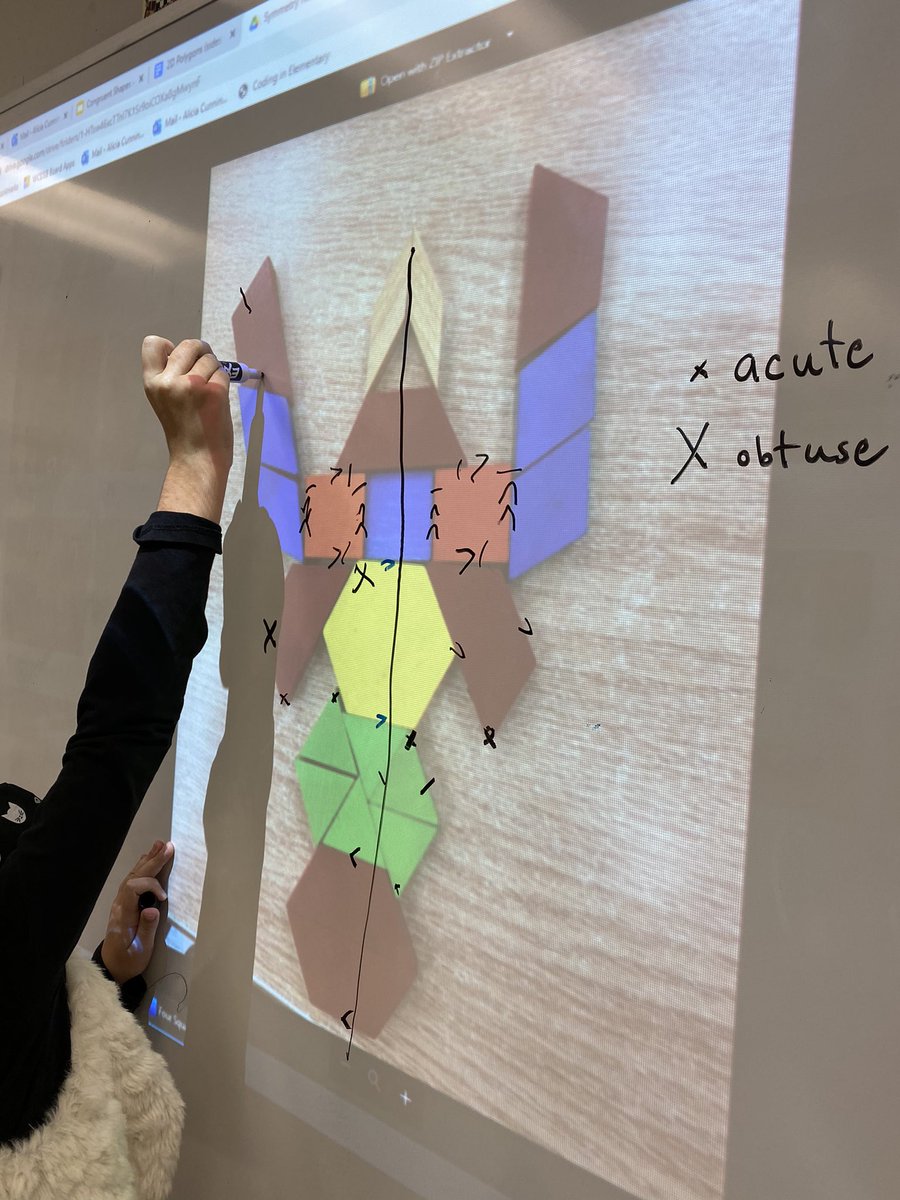 MrsCunningham17's tweet image. Consolidating so many #mathematics #spatialreasoning and Geometric concepts (angles, parallel lines, congruent shapes, length of sides and symmetry) with the student’s creations. #mathrocks #wcdsbmath