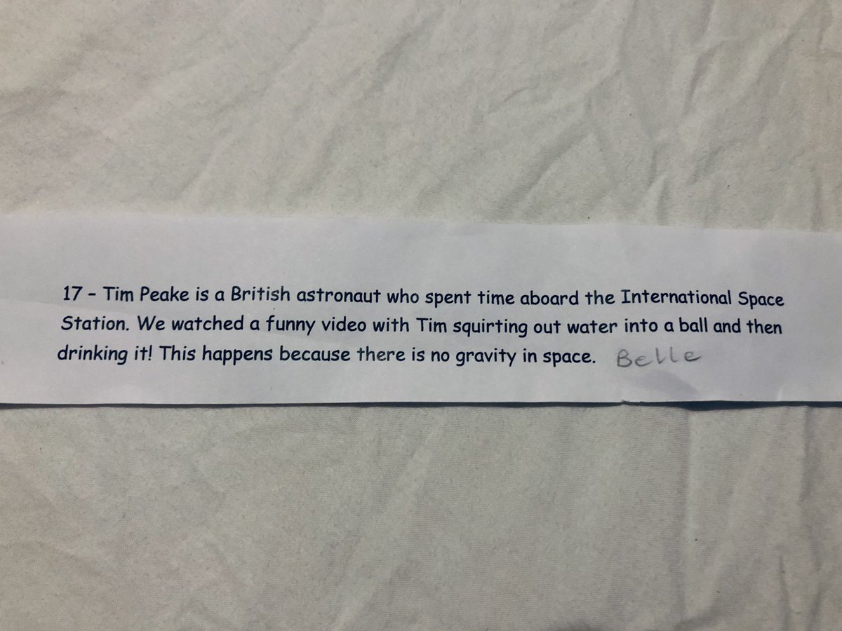 adamastokes's tweet image. Dear Major Tim Peake (@astro_timpeake) my daughter Belle is studying space at primary school. Please can you comment on her homework about there being “no gravity in space”. Tonight we were looking at the Big Dipper, the moon, Mars, and Jupiter.
Many thanks, Belle’s Dad.