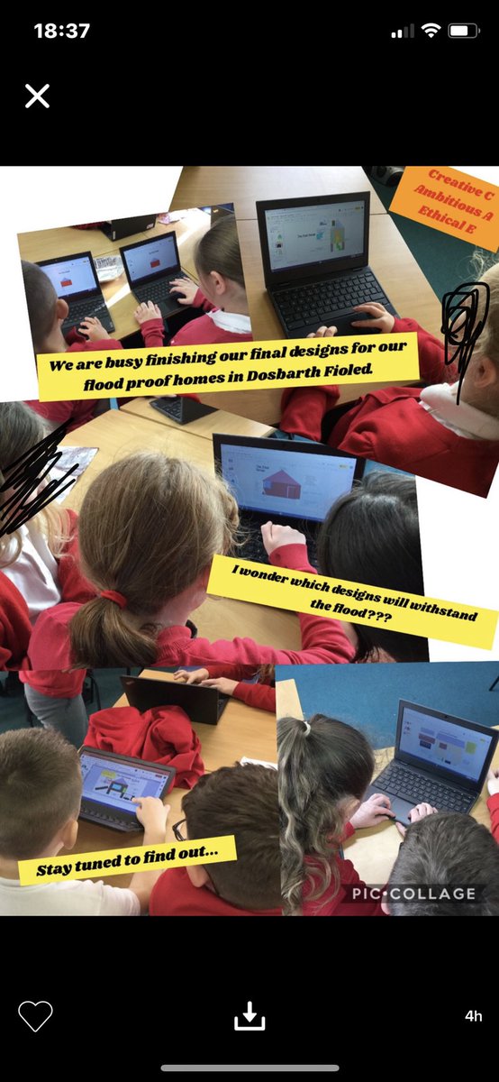 MrsJeffriesUSW's tweet photo. So many skills being embedded and consolidated in our ‘Flood’ project. Learners have been collaborating online to draft and finalise their flood proof homes after researching the best designs. We can’t wait to build them and test them against the elements 💨🌊💦 https://t.co/h8IYkzIpSv