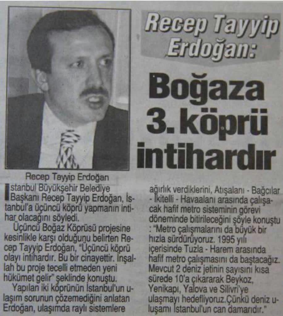 barisyarkadas's tweet photo. Ekrem İmamoğlu'nu "devlet politikası"na karşı çıkmakla suçlayan AKP, Erdoğan'ın Belediye Başkanı olduğu dönemdeki bu çıkışına ne diyor? Erdoğan'a hak olan, İmamoğlu için neden hak olmuyor? https://t.co/M620p3eAL9