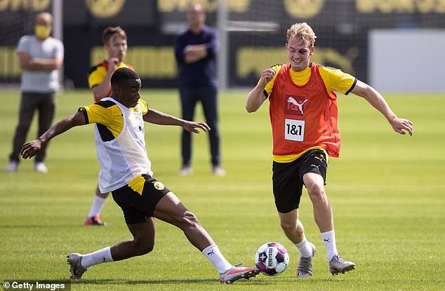 He has been training with the first team since the start of this season and has been roughed up by players like Hummels and Piszczek. He himself has said that he struggled initially at first team training and has grown into it ever since and is ready to give his best.
