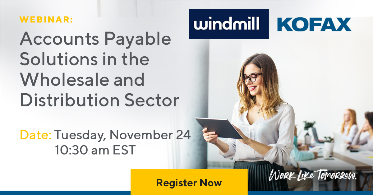 WindmillTeam's tweet photo. Join us for a Webinar! Accounts Payable #AP is an area that can directly benefit from a streamlined remote-working solution. Join our #webinar with @kofax to learn what critical factors are driving today’s need for #APAutomation Register Today https://t.co/H1GeXf8RId https://t.co/jwcgZODe9g