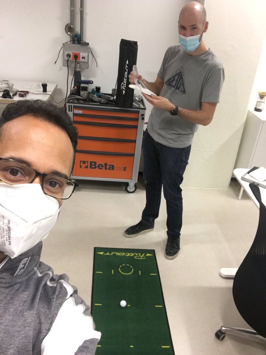 PgGabriele's tweet photo. Practicing between calls &amp; product devs with @puttoutgolf by @thereforedesign in our design studio #industrioventures @4golfonline #missinggolf https://t.co/4e2WmsdgPc
