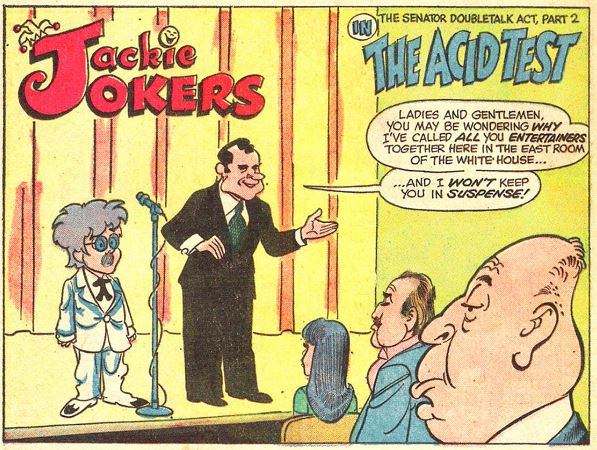Then in comes the President to say that he and the senator will entertain the entertainers! The 'acid test' - oh, those wacky days.Is that Hitchcock and Brando?