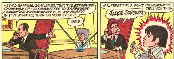 Well, turns out the real senator was really kidnapped. Jackie reveals he was in disguise. To fool the kidnappers, Jackie goes on air as the senator and convinces them they kidnapped a nighclub impersonator. Y'know. Typical Thursday.