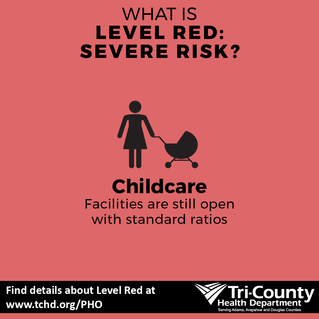 TCHDHealth's tweet photo. Nov. 20 Adams, Arapahoe and Douglas counties are at Level Red.  Here are some general outlines for the state’s new guidelines. Review the full public health order at https://t.co/Je6cOgNuS3

#TCHD #levelred #adamscounty #arapahoecounty #douglascounty https://t.co/yVy5m2Srvh