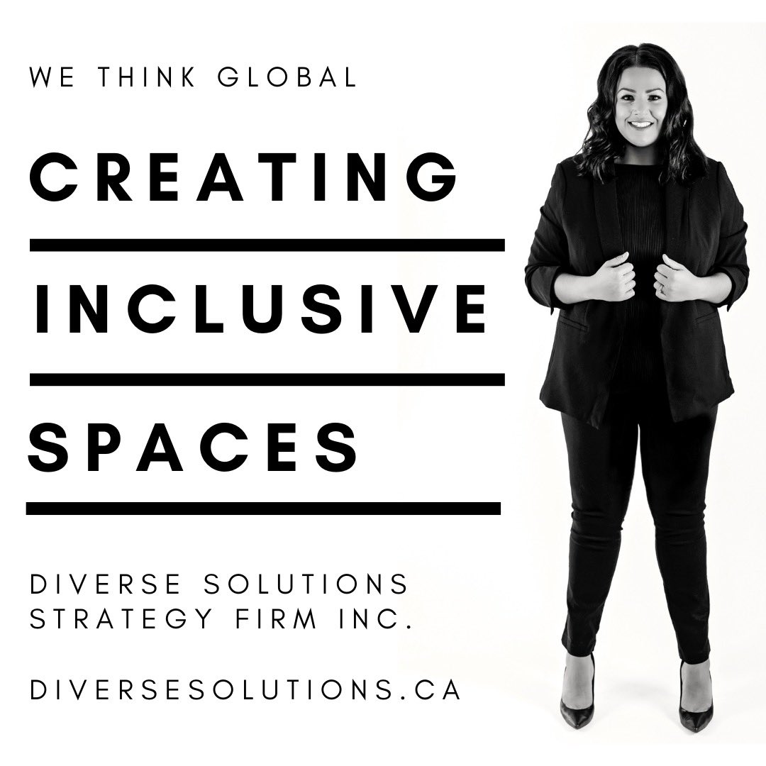 Hello! We are #DiverseSolutionsStrategyFirmInc. We are a #diversity, #equity and #inclusion #consulting firm that works with companies to create #inclusive spaces. Check us out at diversesolutions.ca or email us for a free consultation consultations@diversesolutions.ca