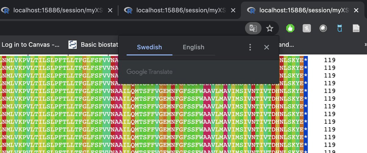 ScienceShelby's tweet photo. When Google Chrome tries to literally translate your amino acid alignments... not the kind of translation I am interested in, Google! https://t.co/XhlL75k9lT