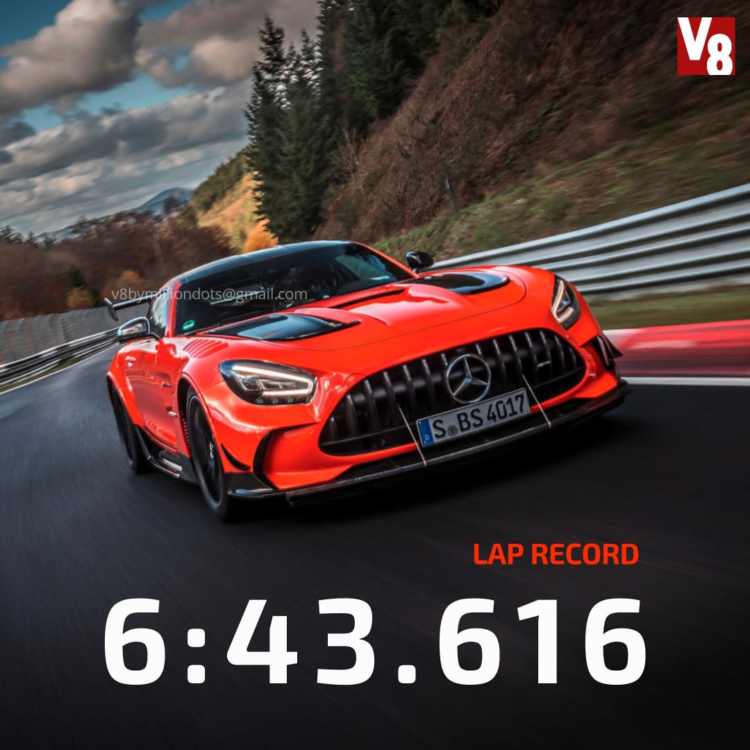 VMilliondots's tweet photo. The Mercedes-AMG GT Black Series has become the fastest production car ever to lap the Nürburgring Nordschleife in Germany. The GT Black Series completed the lap in 6 min 43.616 sec, just over 1.3 sec quicker than the time set by the previous record holder, https://t.co/7UoDlz9VQW