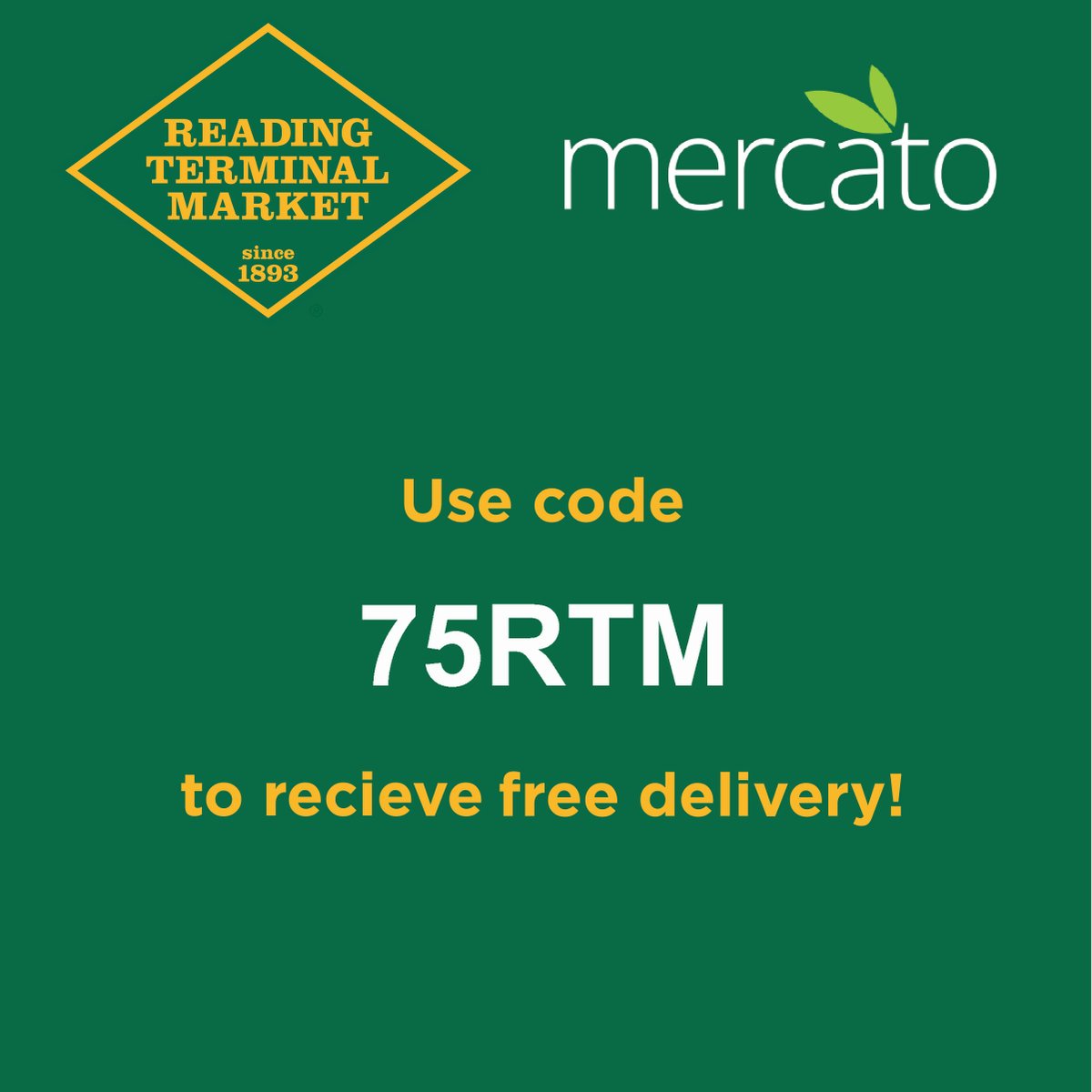 Your Thanksgiving, delivered!
50+ merchants are available via @ShopMercato for delivery within a 10 mile radius of Reading Terminal Market.
Use code 75RTM to receive FREE DELIVERY on orders $75+.
https://t.co/GQgXbEde1p https://t.co/N1KxtbE0Xn