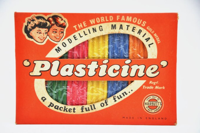 Number 46Plasticine. The supreme pleasure of opening a new packet. No cross colour contamination, plenty of elasticity, yet to be shoved in noses, ears or chewed for a dare.