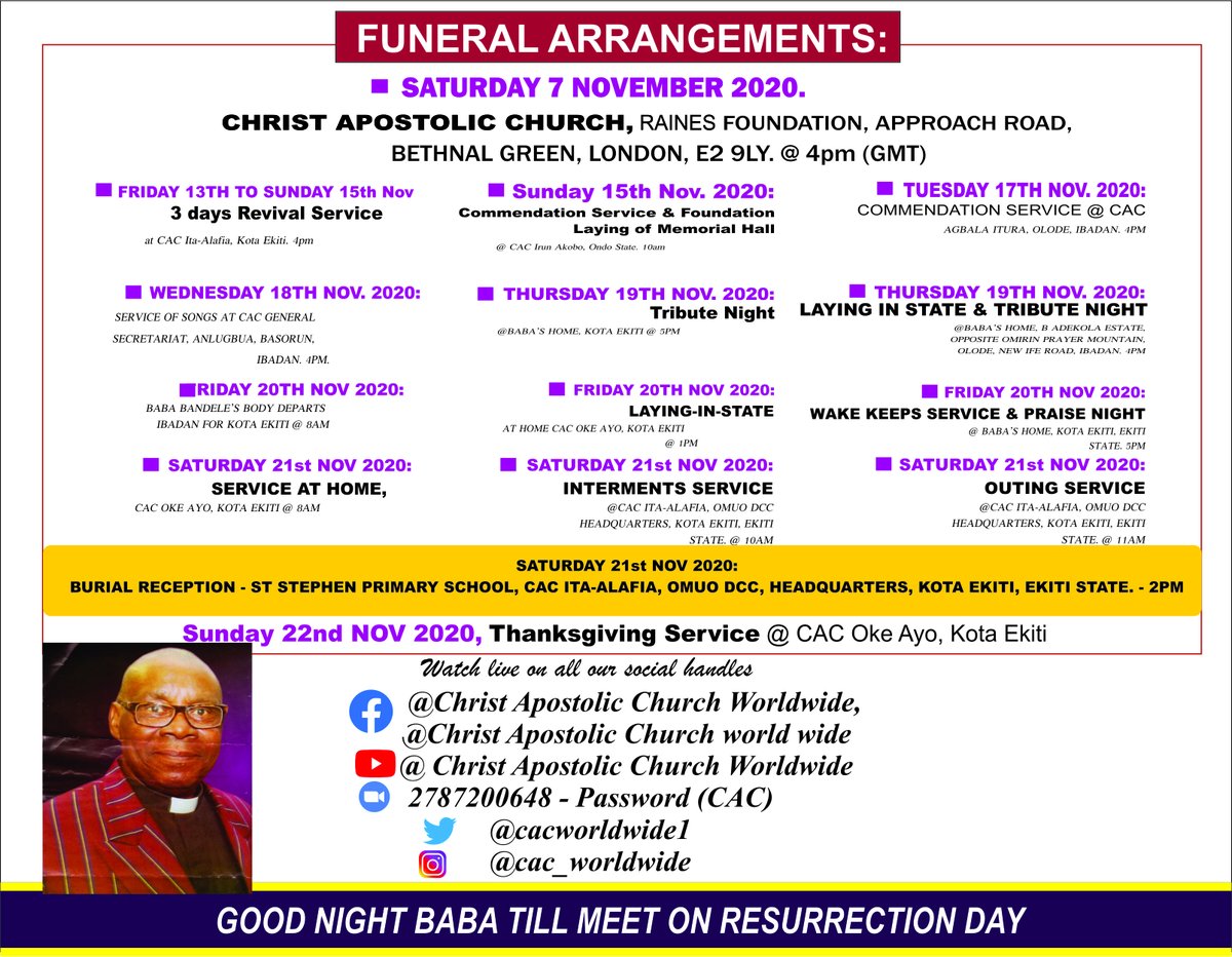 LYING-IN-STATE &amp; OUTING SERVICE OF LATE PASTOR PAUL OLORUNFEMI BANKOLE @ KOTA EKITI